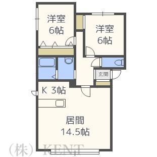 ウエルス西野(2LDK/2階)の間取り写真