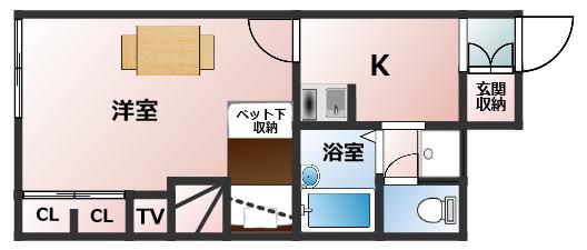 ルミエール夢 II(1K/1階)の間取り写真