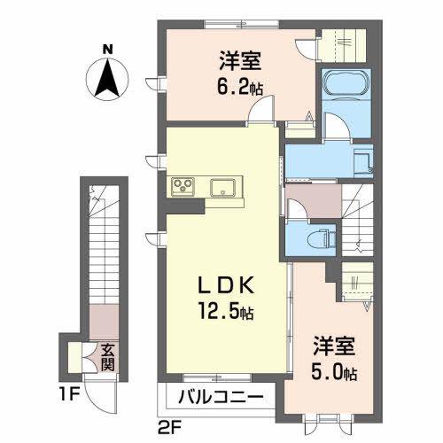 ラルーチェ(2LDK/2階)の間取り写真