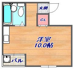 福田マンション(ワンルーム/3階)の間取り写真