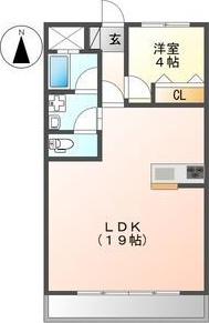 平安フジハイツ(1LDK/4階)の間取り写真