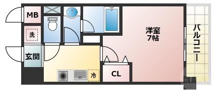 新大阪南グランドマンション(1K/4階)の間取り写真