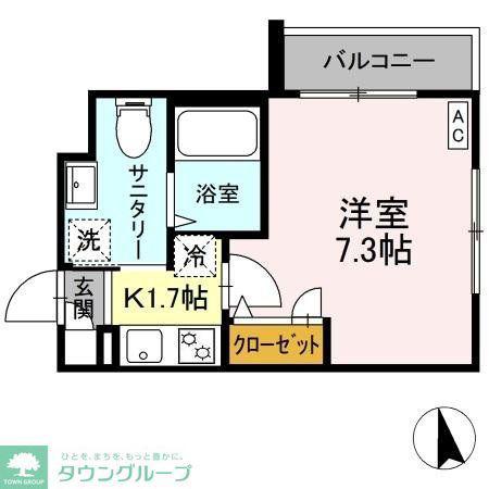 シャーメゾン六町(1K/2階)の間取り写真