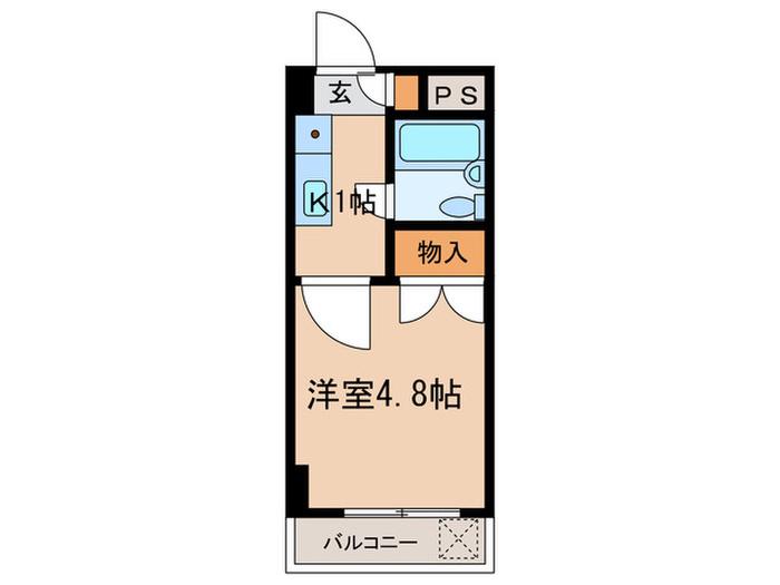 カーサーイトー(1K/4階)の間取り写真