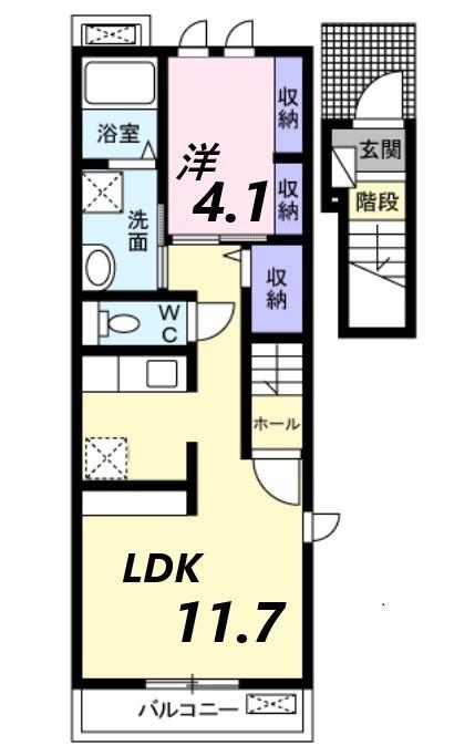 スプリング ブリーズ(1LDK/2階)の間取り写真