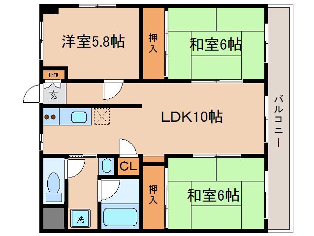 オウミビル(3LDK/3階)の間取り写真