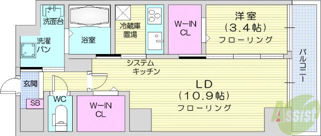カーサ プリマ(1LDK/2階)の間取り写真