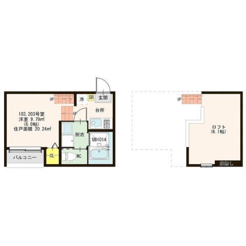 CALMA本陣(ワンルーム/2階)の間取り写真