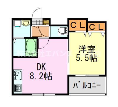 プラチナレジデンス(1LDK/2階)の間取り写真