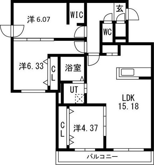 HIGHLIGHT FUKUZUMI GA-福住1-1MS A棟(3LDK/2階)の間取り写真