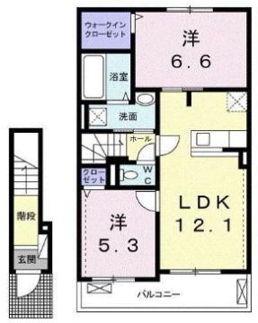 プラシード II(2LDK/2階)の間取り写真