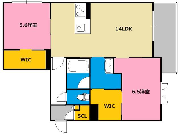 メゾンクレール(2LDK/2階)の間取り写真