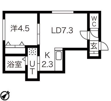 ヴィバーチェ麻生(1LDK/3階)の間取り写真