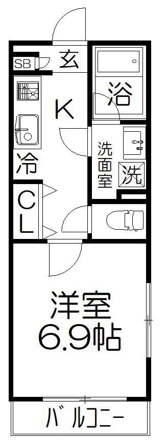 SUNNYWELL(1K/2階)の間取り写真