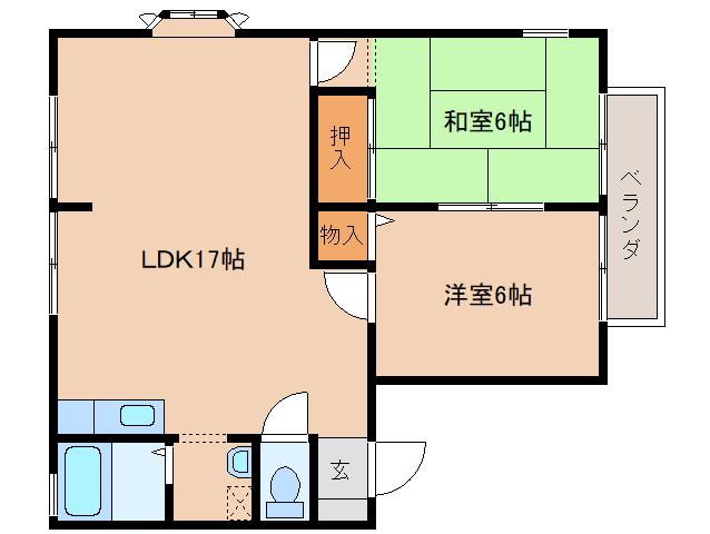 サンパレスマツモト(2LDK/2階)の間取り写真