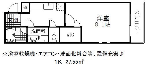 フジパレス上筒井通(1K/1階)の間取り写真
