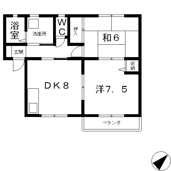 アルシオネ・セタ(2DK/1階)の間取り写真