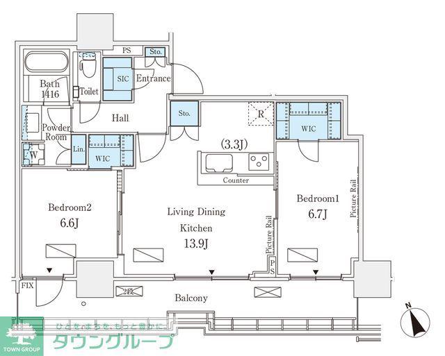 ロイヤルパークス品川(2LDK/5階)の間取り写真
