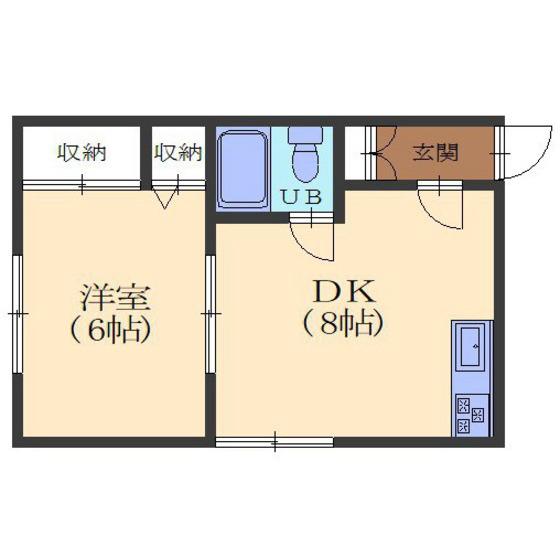 クレスト北美原(1DK/2階)の間取り写真