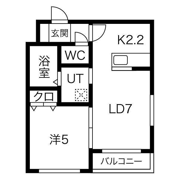 ミュスカ(1LDK/2階)の間取り写真