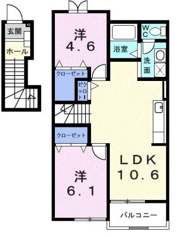 オークガーデン(2LDK/2階)の間取り写真