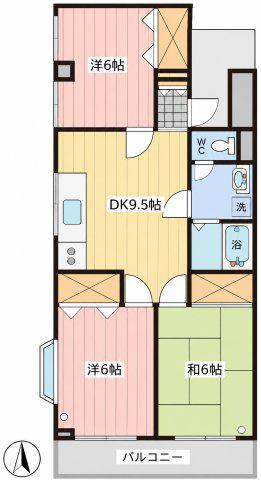 グランパール川口(3LDK/2階)の間取り写真