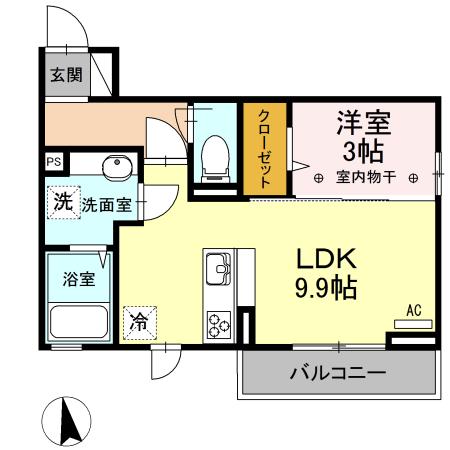 ガレリア ラッフィナート(1LDK/3階)の間取り写真