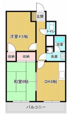 シーガル海老塚(2DK/4階)の間取り写真