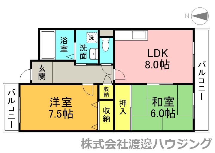 ドエルアサノ(2DK/2階)の間取り写真