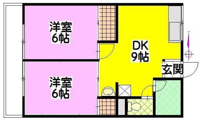 シティハイムヨシダA(2DK/1階)の間取り写真