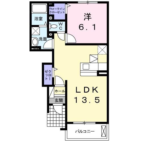 アルドール・ジョージュ(1LDK/1階)の間取り写真
