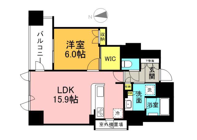 ポレスタ―平和大通プレミアムレジデンス(1LDK/4階)の間取り写真