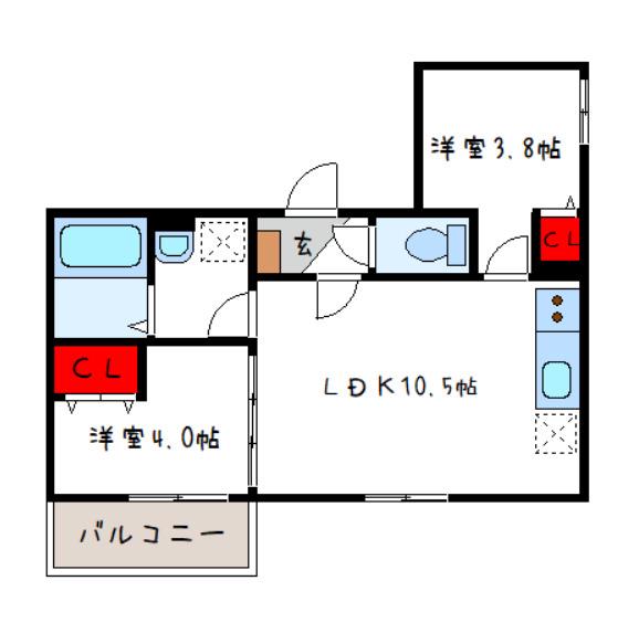 D PORTA MODERNO(2LDK/1階)の間取り写真