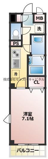 エスポワール馬橋(1K/2階)の間取り写真