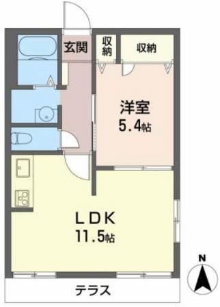 カーサ塩屋(1LDK/2階)の間取り写真
