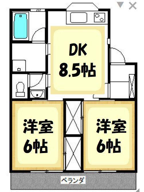 パレスアライ(2DK/1階)の間取り写真