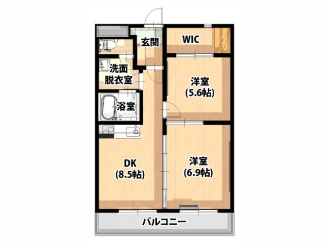 プロセルピナ(2DK/3階)の間取り写真