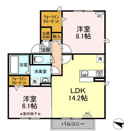グッドデイハウス(2LDK/2階)の間取り写真