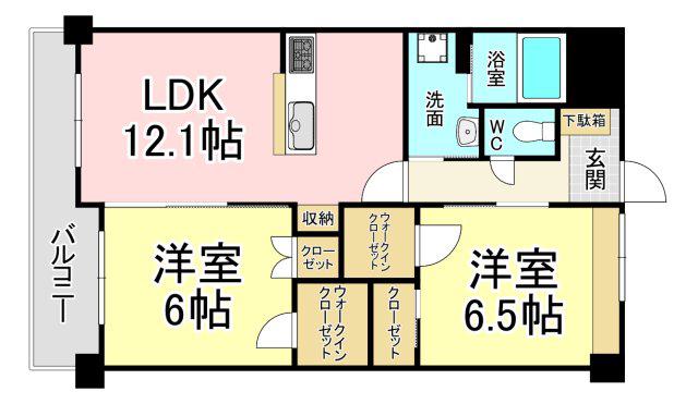 到津ヒルズ(2LDK/3階)の間取り写真