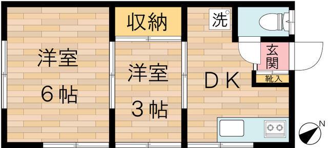 ふじの荘(1SDK/2階)の間取り写真