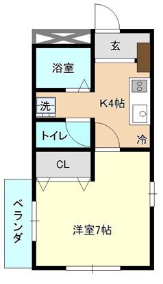 メゾン アンソレイユ(1K/3階)の間取り写真