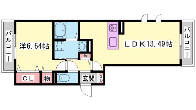 D-ROOM天神 B棟(2LDK/3階)の間取り写真