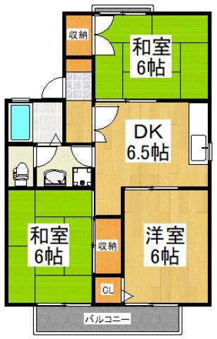 TSTハイツ(3DK/2階)の間取り写真