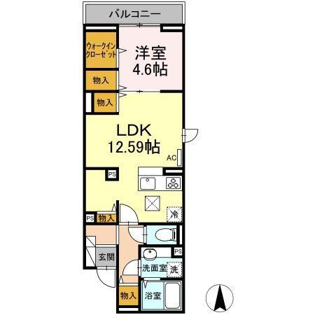 アンジュール蒲田(1LDK/1階)の間取り写真