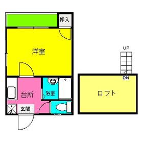 オークハウス(1K/2階)の間取り写真