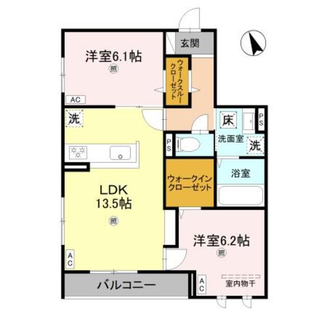 パサログランデ浜寺諏訪森III(2LDK/1階)の間取り写真