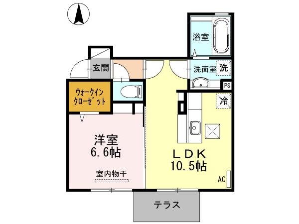 クレアシティ弐番館(1LDK/1階)の間取り写真