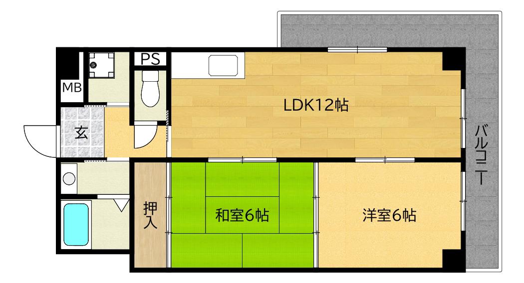 セグレスト平野(2LDK/4階)の間取り写真