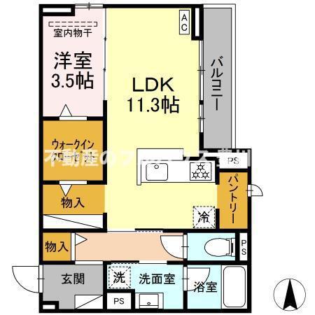 D-AVANCE西塚(1LDK/3階)の間取り写真