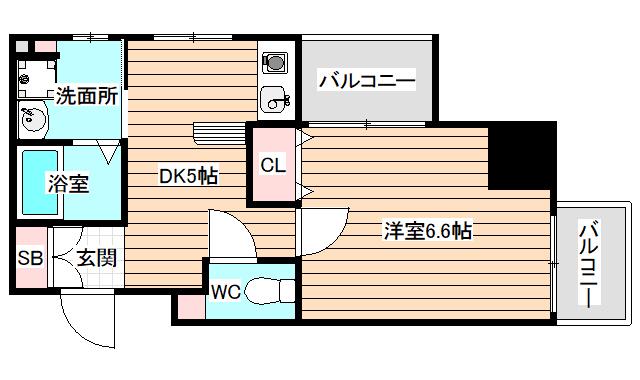 プレサンスセンターコア大阪(1DK/5階)の間取り写真